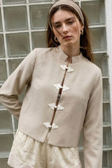 Long-sleeve button-up blouse