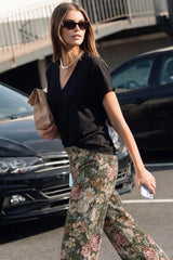 Mandarin collar top with cut-out