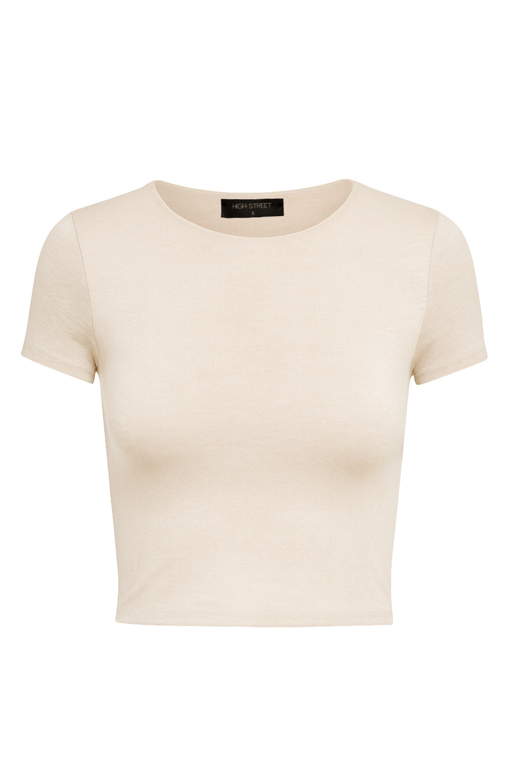 Camiseta básica de fit recto, cuello redondo y manga corta.