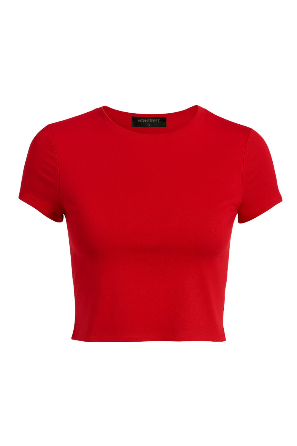 Camiseta básica de fit recto, cuello redondo y manga corta.