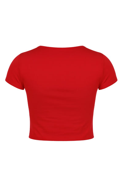 Camiseta básica de fit recto, cuello redondo y manga corta.