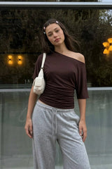 Asymmetric lace short sleeve t-shirt