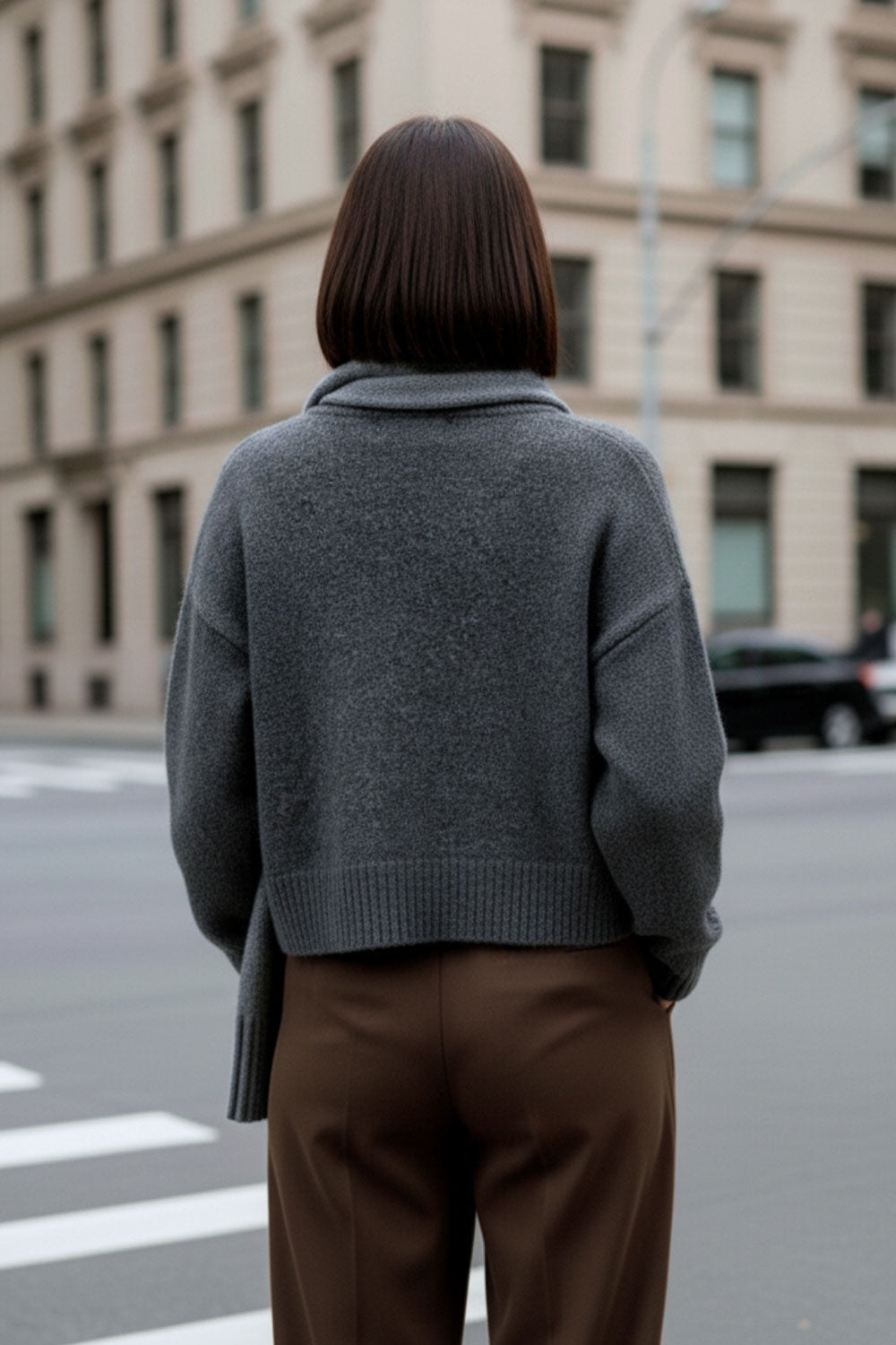 Cardigan de punto, fit recto, manga larga con rib de contraste en puños y cuello redondo. Cierre frontal con hilera de botones.