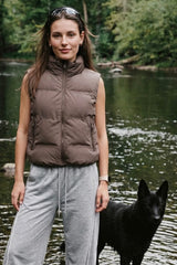 Cropped padded vest with pockets