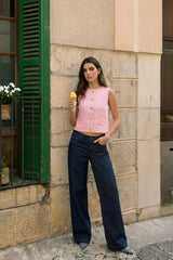 Cropped vest with pockets