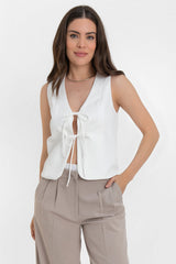 Chaleco de fit recto escote v con lazos