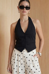 Chaleco corto halter escote espalda