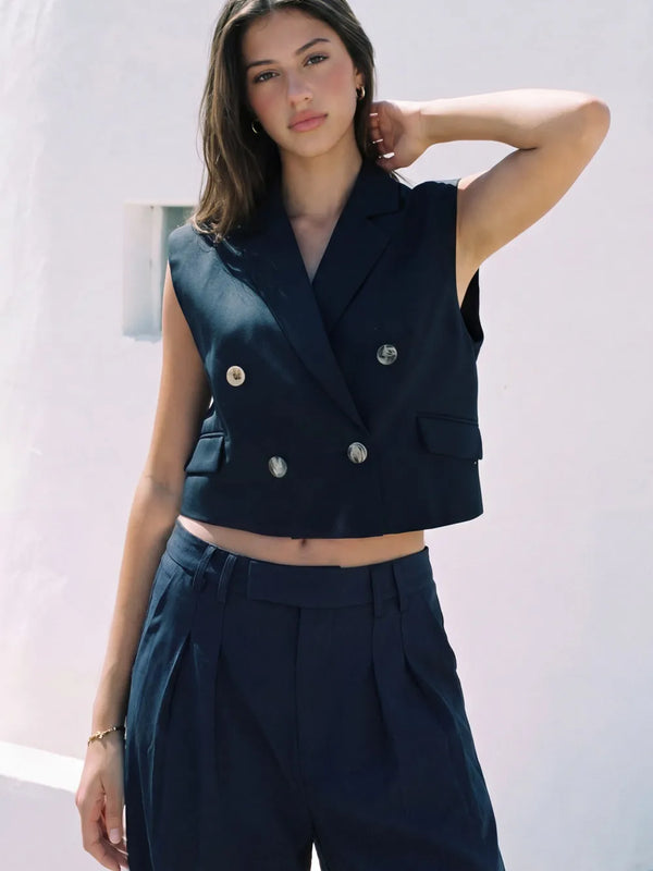 Chaleco cropped botones