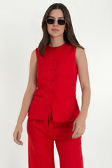 Chaleco de corte en a cuello redondo