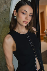 Chaleco de fit recto broches en contraste