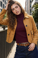 Chamarra bolsillos efecto ante