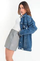 Chamarra de denim fit oversized con rotos