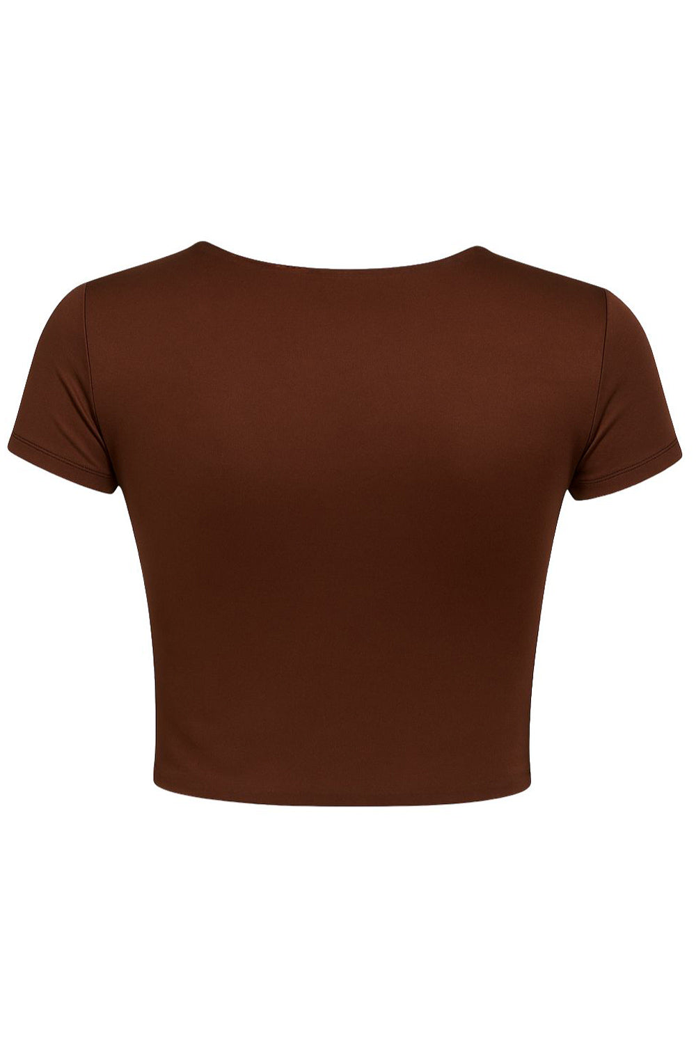 Crop top de fit ajustado, cuello redondo y manga corta.&nbsp;