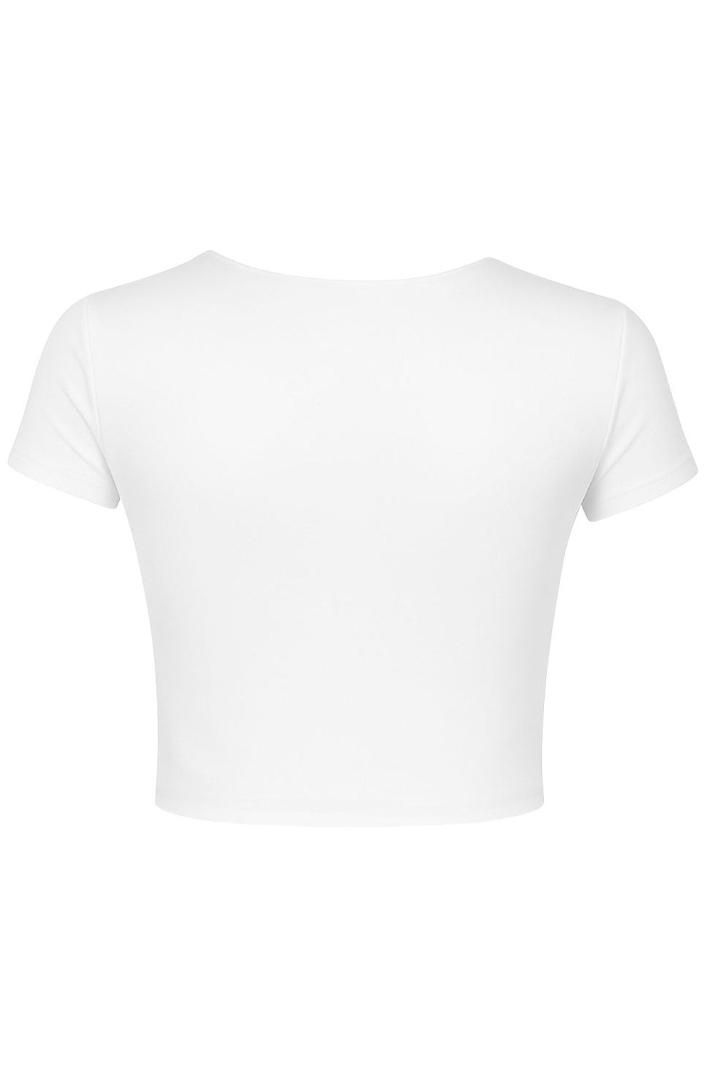 Crop top de fit ajustado, cuello redondo y manga corta.