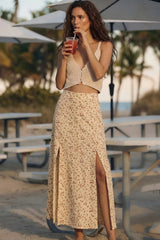 Falda midi flores