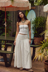 Asymmetric seam midi skirt