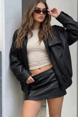 Falda pantalón mini efecto piel