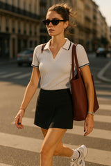 Falda short corto de cintura alta cruce diagonal