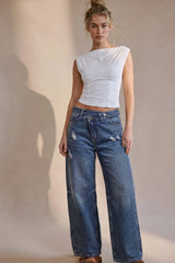 High-waisted crossover jeans