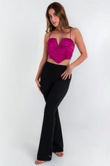 Legging fit palazo cintura alta aberturas