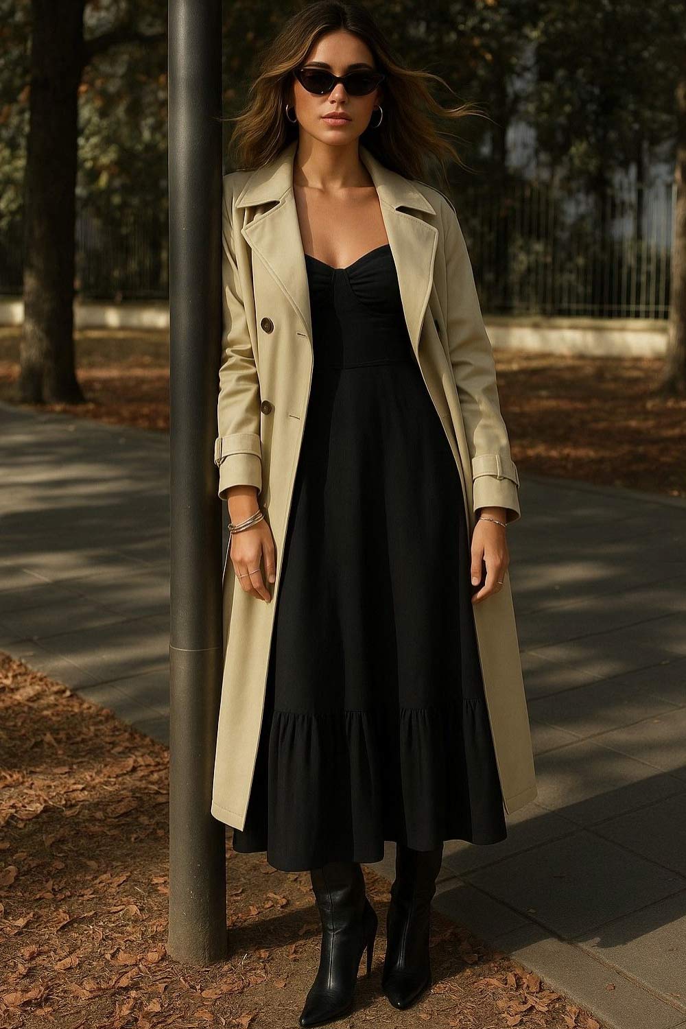 Maxi vestido de corte en a, tirantes delgados con nudo amarrables, escote corazón con cortes y detalles plisados. Cierre posterior con cremallera visible en contraste y olanes en borde de bajo.