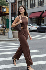 Palazzo halter con cut out en cintura