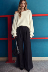 Wide-leg trousers with maxi pleat