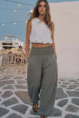 Pantalón cuadros cintura elástica