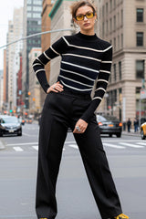 Pantalón de fit recto raya frontal tiro alto