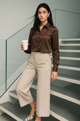 Pantalón de fit wide leg tiro alto con raya