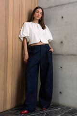 Pantalón fit recto cintura media con pinzas