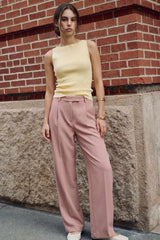 Wide-leg pleated trousers with front crease