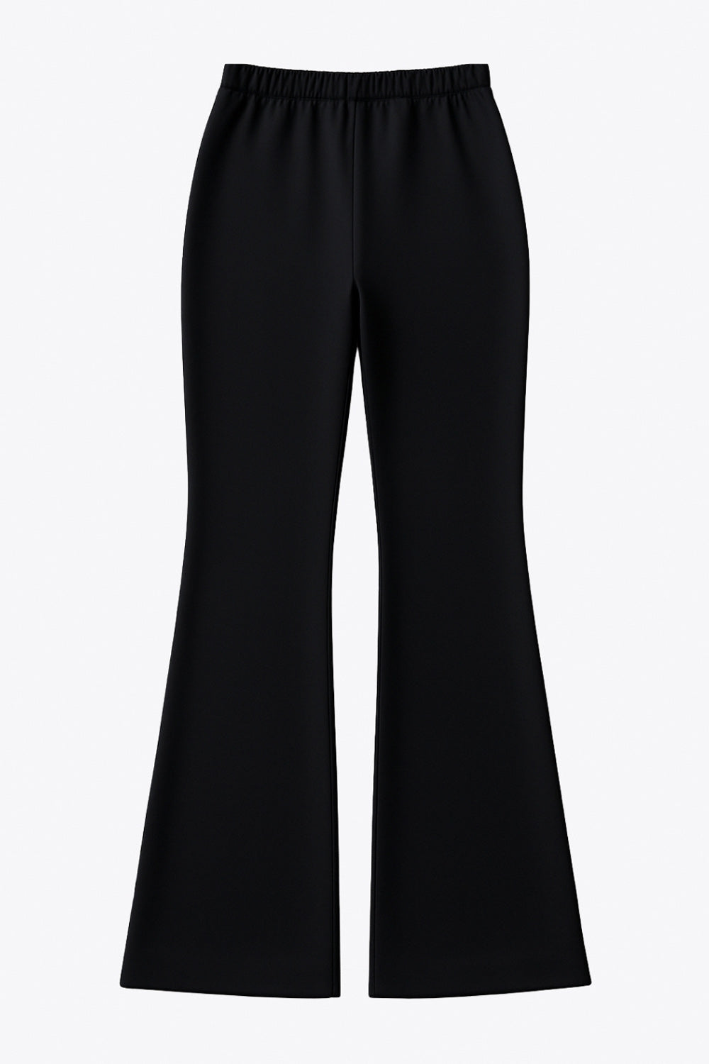 Pantalón ajustado de fit flare, cintura alta con pretina elástica y detalle de raya frontal.