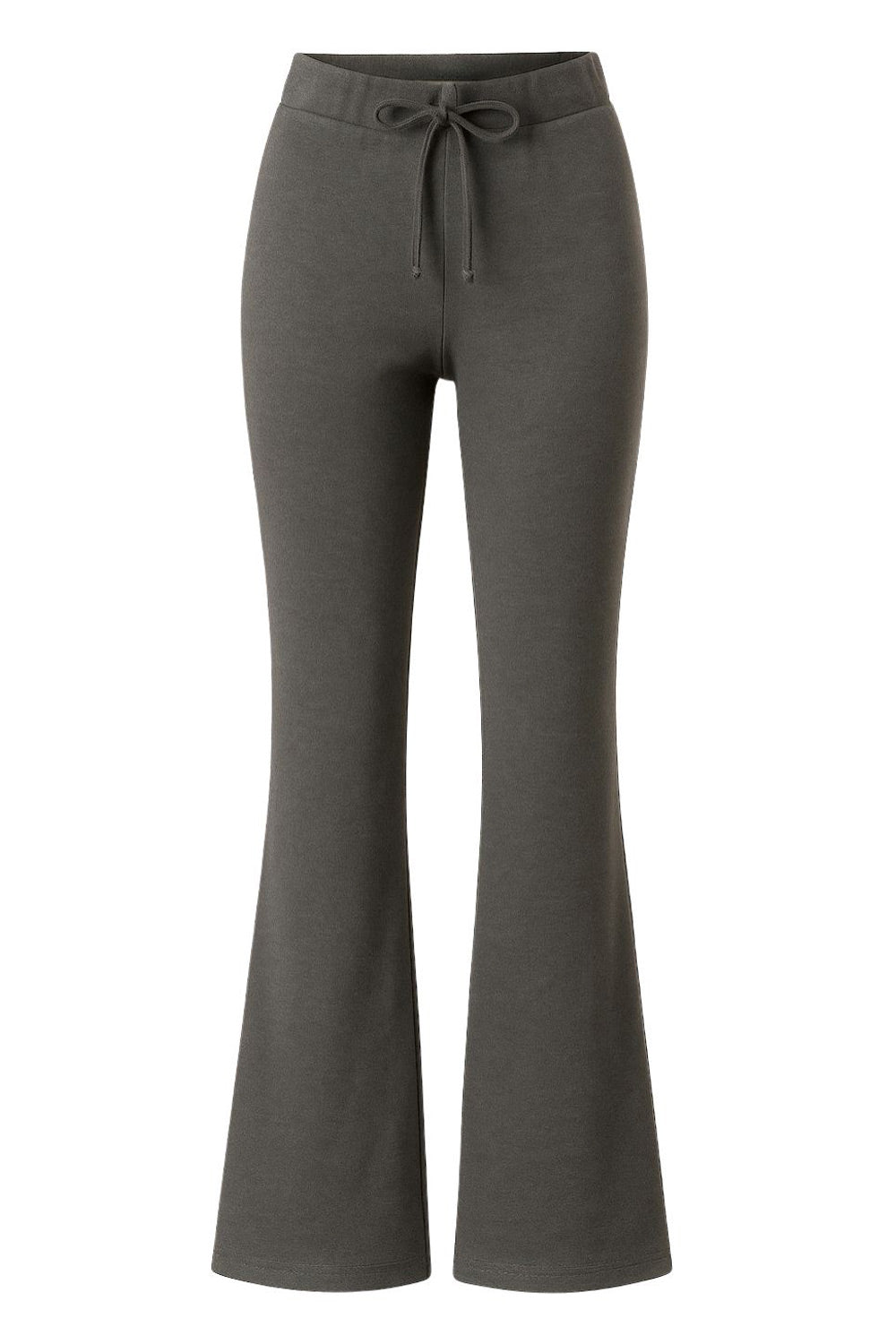 Pantalón de punto, fit flare, cintura media con pretina elástica y jareta frontal ajustable.