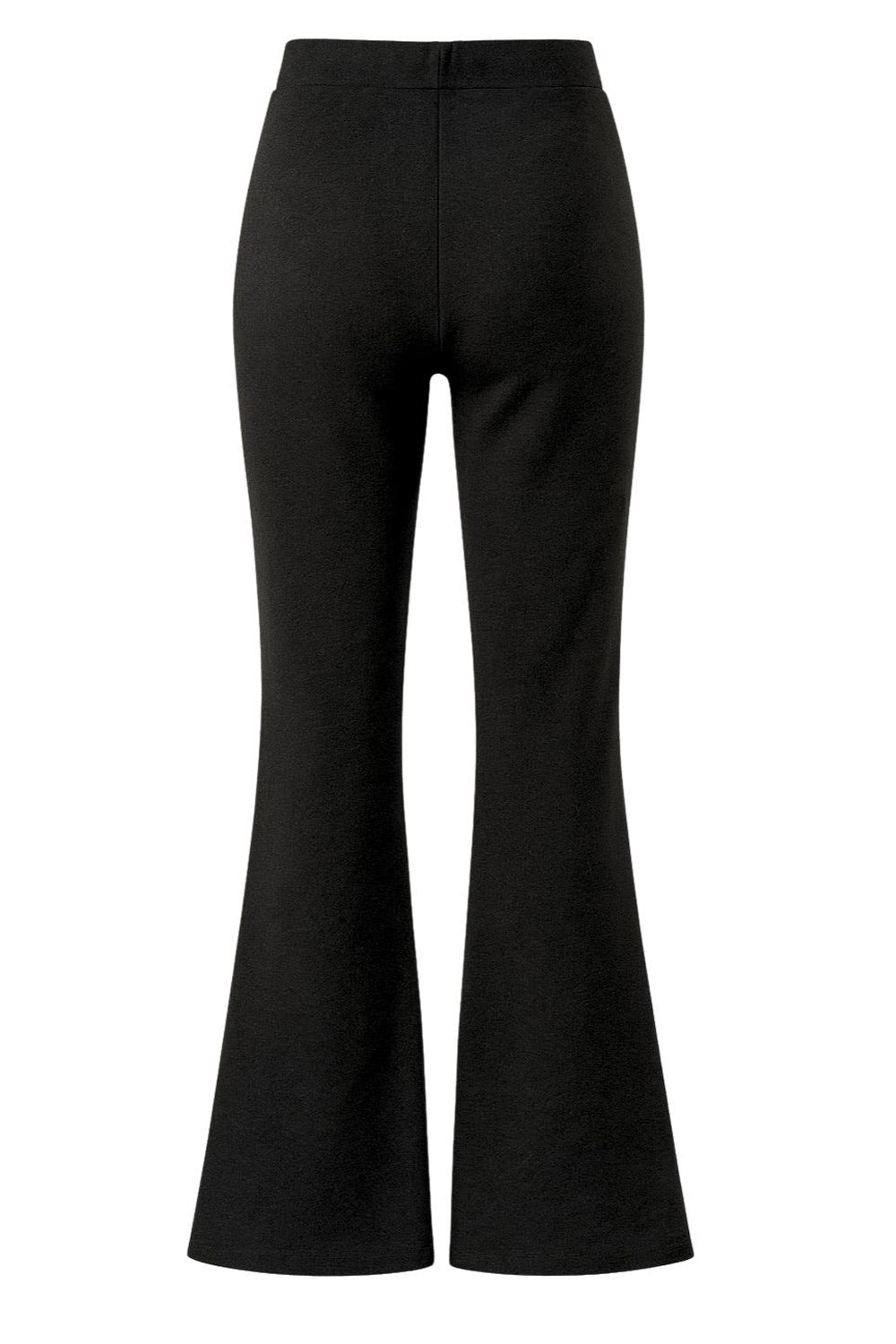 Pantalón de punto, fit flare, cintura media con pretina elástica y jareta frontal ajustable.