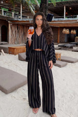 Pantalón fluido resorte rayas