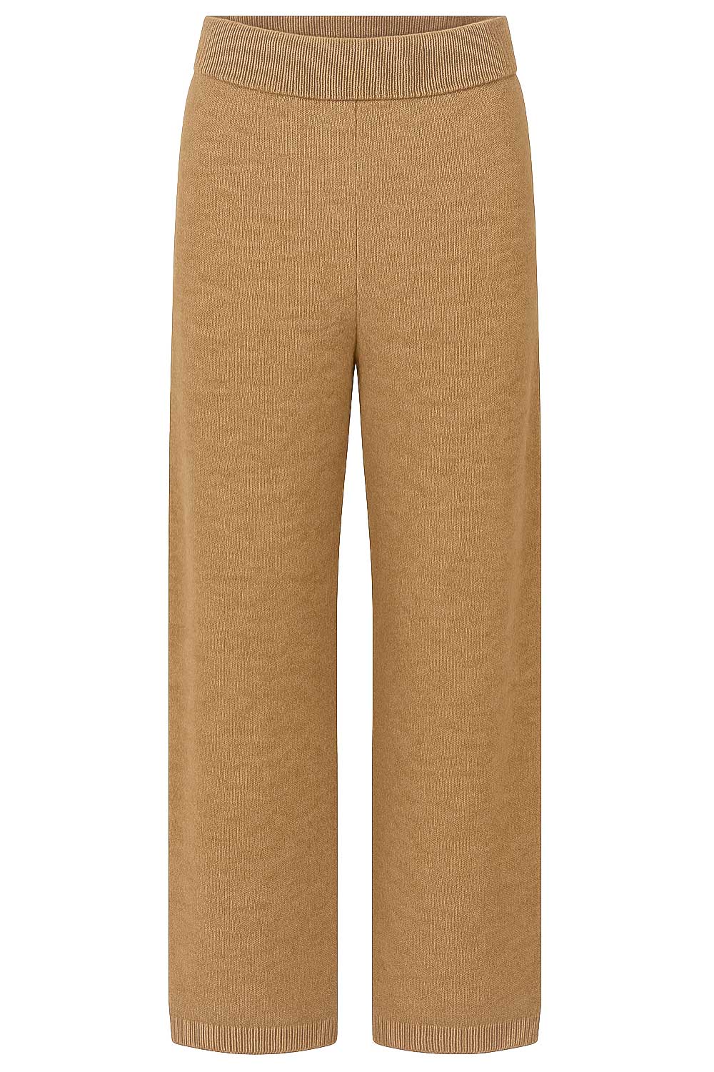 Pantalón de punto fit recto, cintura media con pretina elástica y rib en bajo.