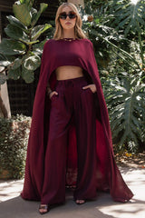 Pantalón wide leg con lazo cintura