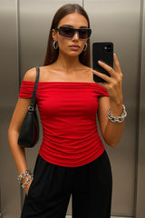 Top ajustado Harper hombros descubiertos