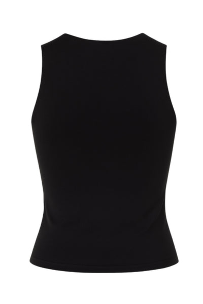 Top básico de fit ajustado, sin mangas y cuello redondo.