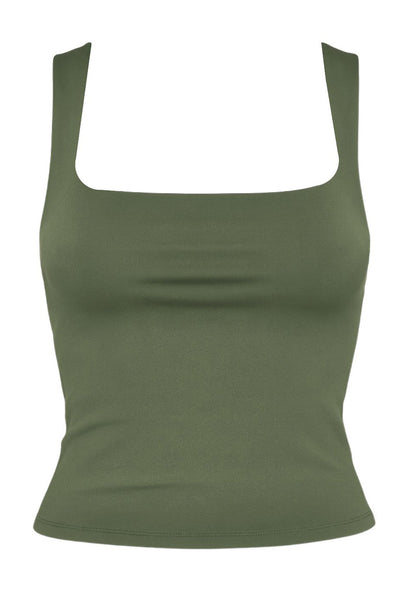 Top básico de fit ajustado, sin mangas y escote cuadrado.