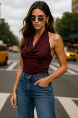 Top Bea halter con escote fluido