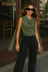 Top Blair detalle con plisados