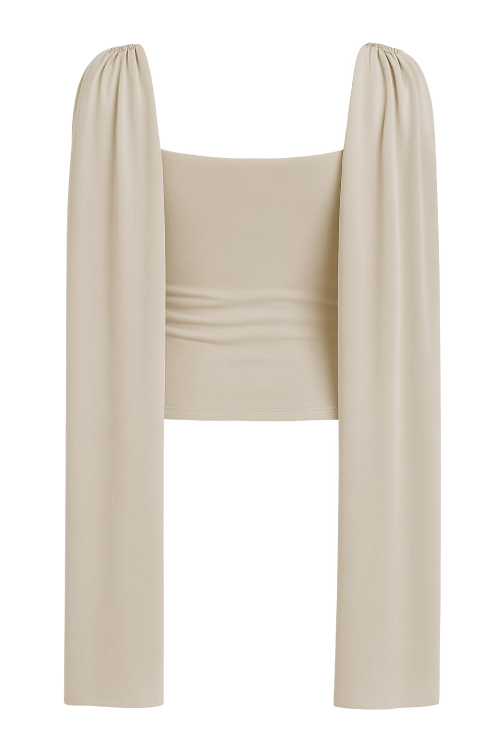 Top de fit ajustado, sin mangas, cuello redondo y detalle decorativo frontal con plisados en hombros.