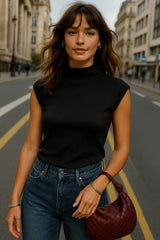 Top Bubble Pop cuello mock seguido