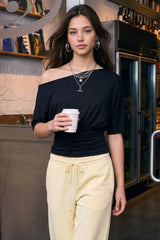 Asymmetric lace short sleeve t-shirt