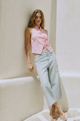 Top halter cuello mao