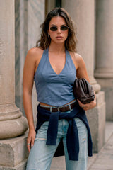 Top halter efecto ante