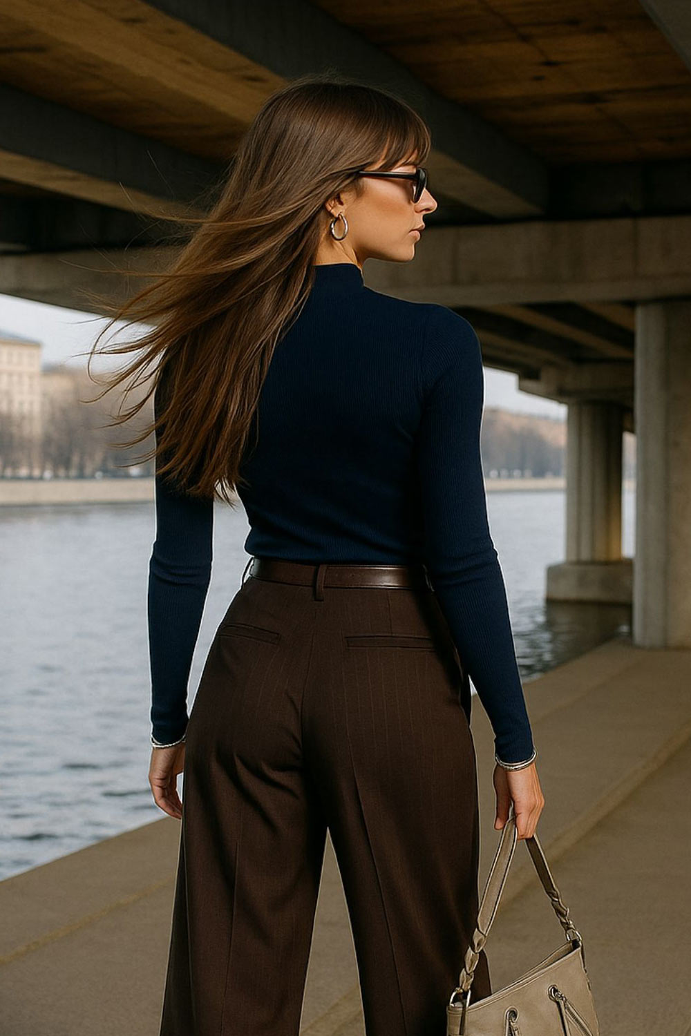 Top básico de canalé, fit ajustado, cuello mock seguido y manga larga.