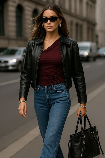 Top asimétrico de fit ajustado, un hombro con plisados, escote diagonal y plisados decorativos laterales.